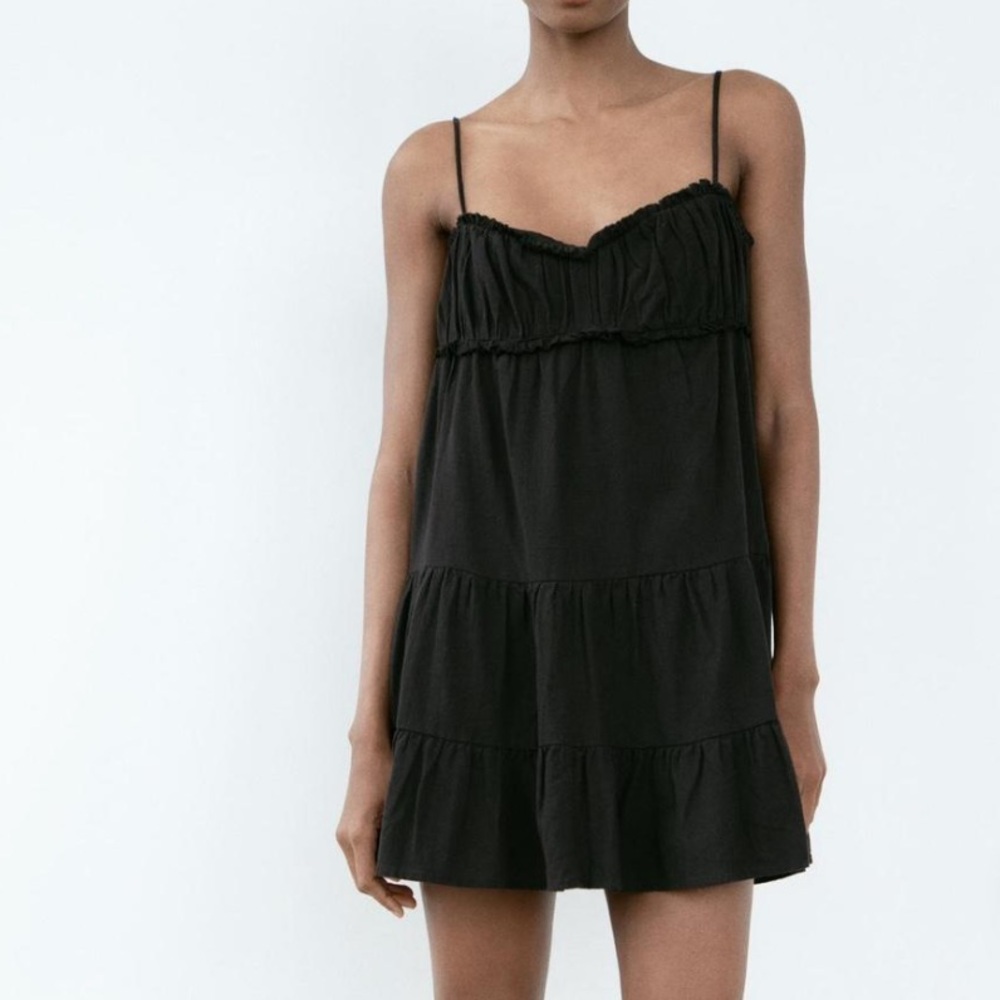 Zara black tiered mini dress